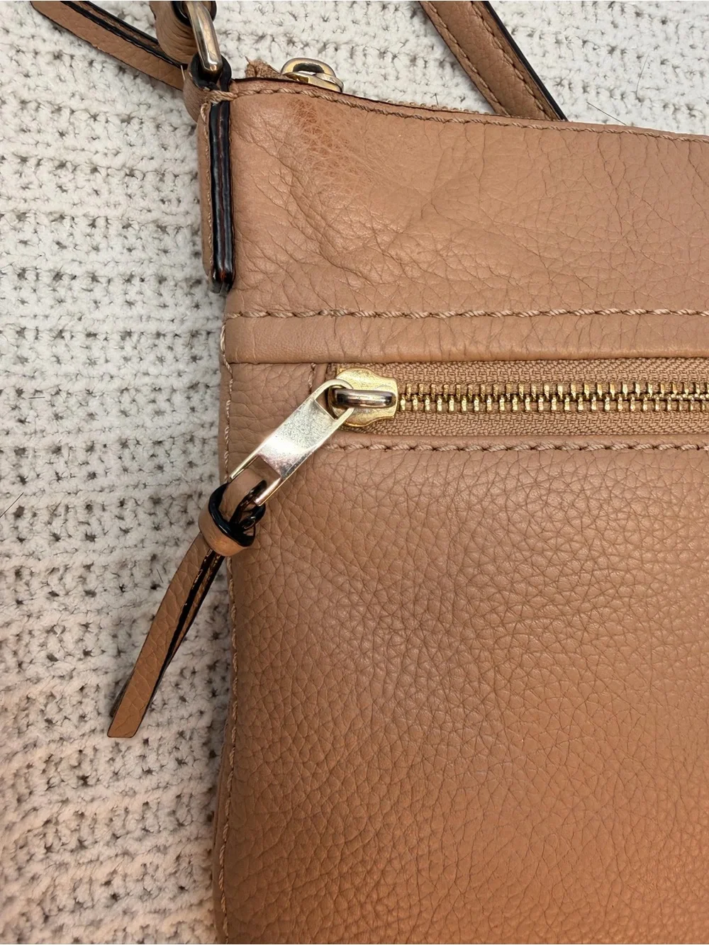 kate spade Tan Pebbled Leather Crossbody with Gold Hardware